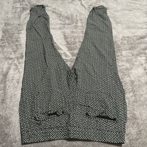 SO Black & White Geometric Pattern Rayon Joggers L - Picture 7 of 9